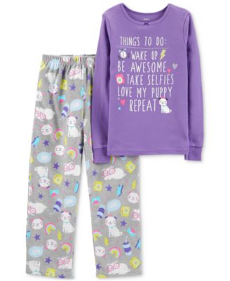 Carter's Little & Big Girls 2-Pc. Purple Puppy-Print Pajamas Set - Macy's