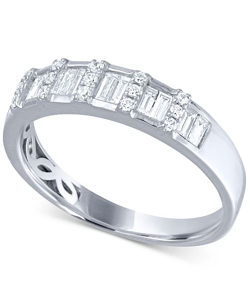 Macy S Diamond Baguette Wedding Band 3 8 Ct T W In 14k White