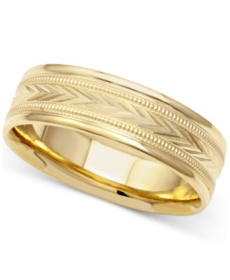 Macy's - Men's Engraved Wedding Band in 14k Gold