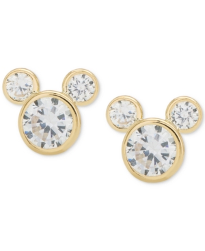 image of Disney Children-s Cubic Zirconia Mickey Mouse Stud Earrings in 14k Gold