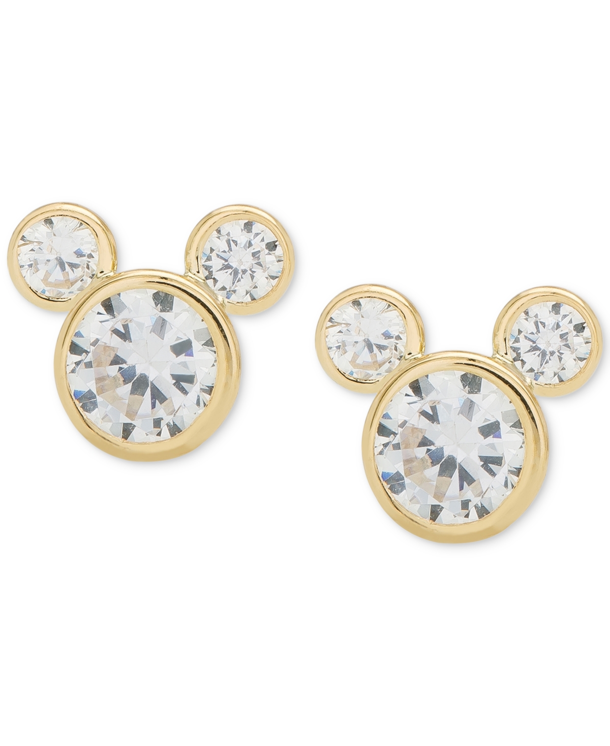 Children's Cubic Zirconia Mickey Mouse Stud Earrings in 14k Gold - Yellow Gold