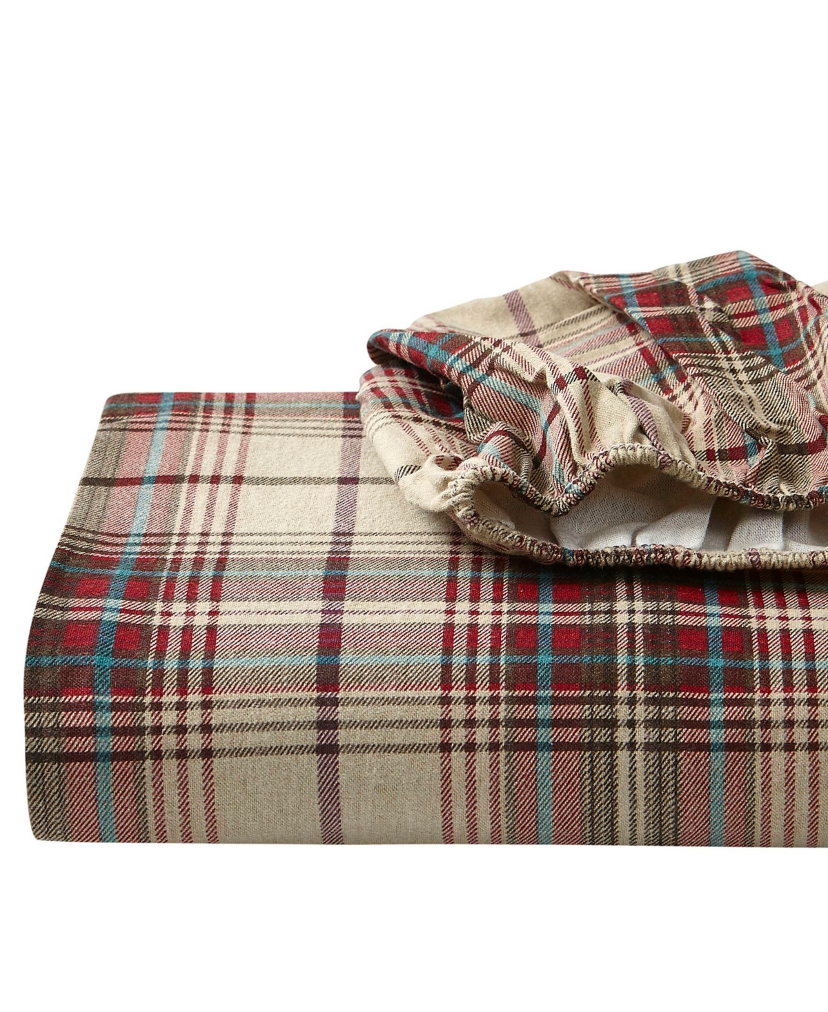 Eddie Bauer Printed Cotton Flannel 4-pc. Sheet Set, Queen In Montlake Medium Red