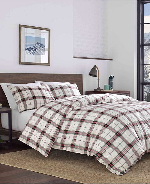 Eddie Bauer Riverdale King Plaid Flannel Red Comforter Set