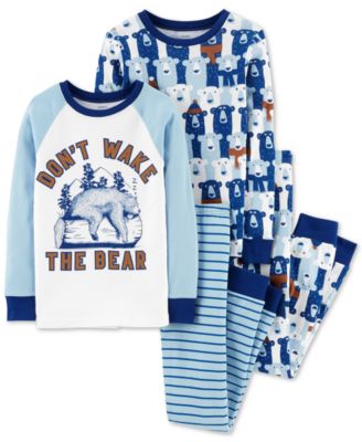 Carter's - Little & Big Boys 4-Pc. Don't Wake The Bear Cotton Pajama Set