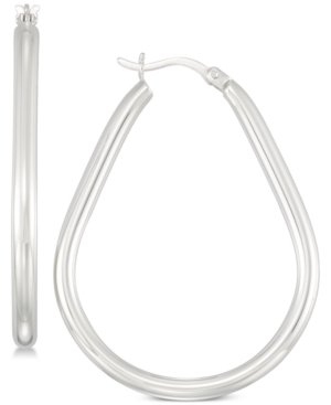 image of Simone I. Smith Polished Teardrop Hoop Earrings in Sterling Silver