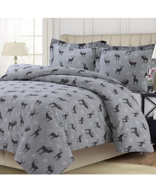 Tribeca Living Holiday Print Heavyweight Flannel Oversized Queen
