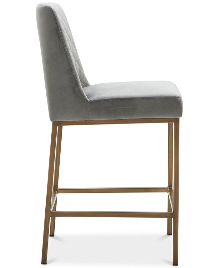 Furniture Cambridge Velvet Stool, 4Pc. Set (4 Grey Counter Stools