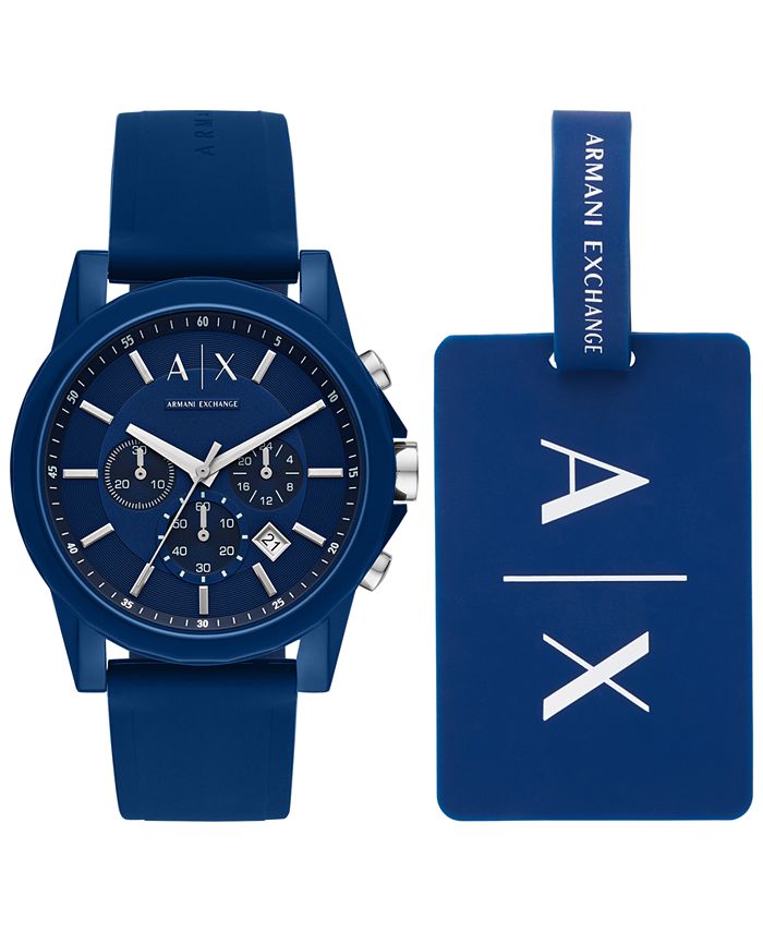 AX Armani Exchange Men's Chronograph Outer Banks Blue Silicone Strap