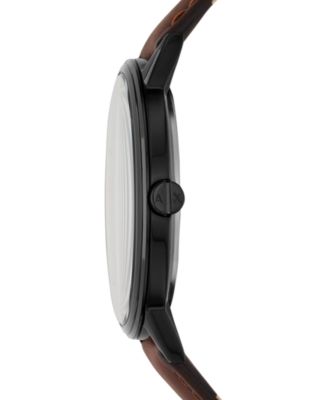 A|X Armani Exchange Men's Brown Leather Strap Watch 42mm
