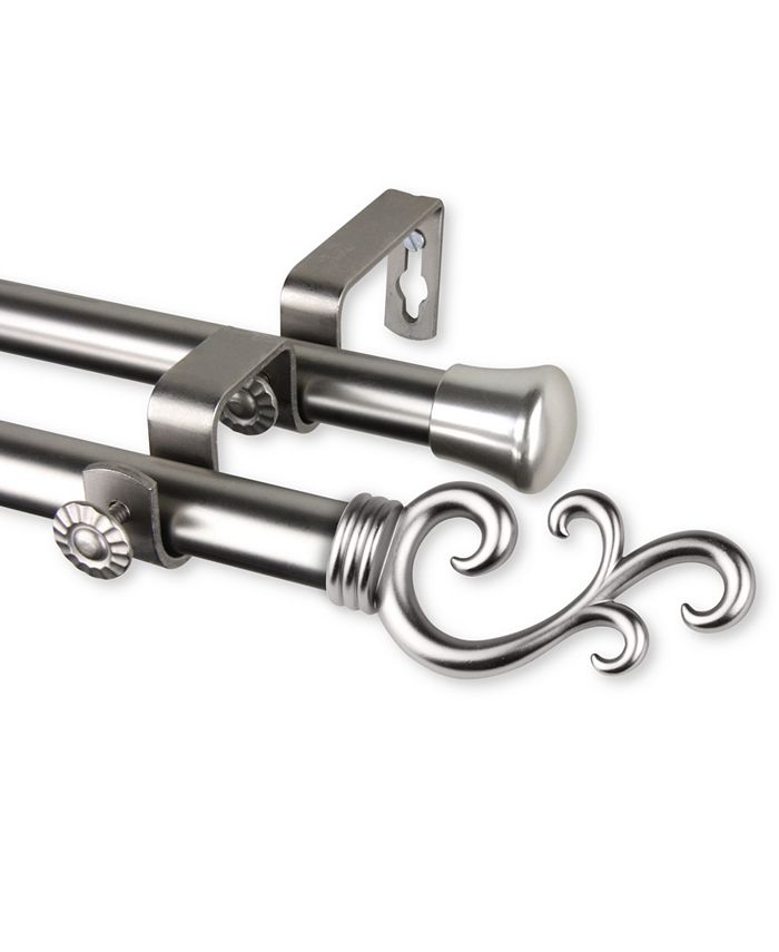 Rod Desyne - Swan Double Curtain Rod  0.8125" Diameter 66" - 120"
