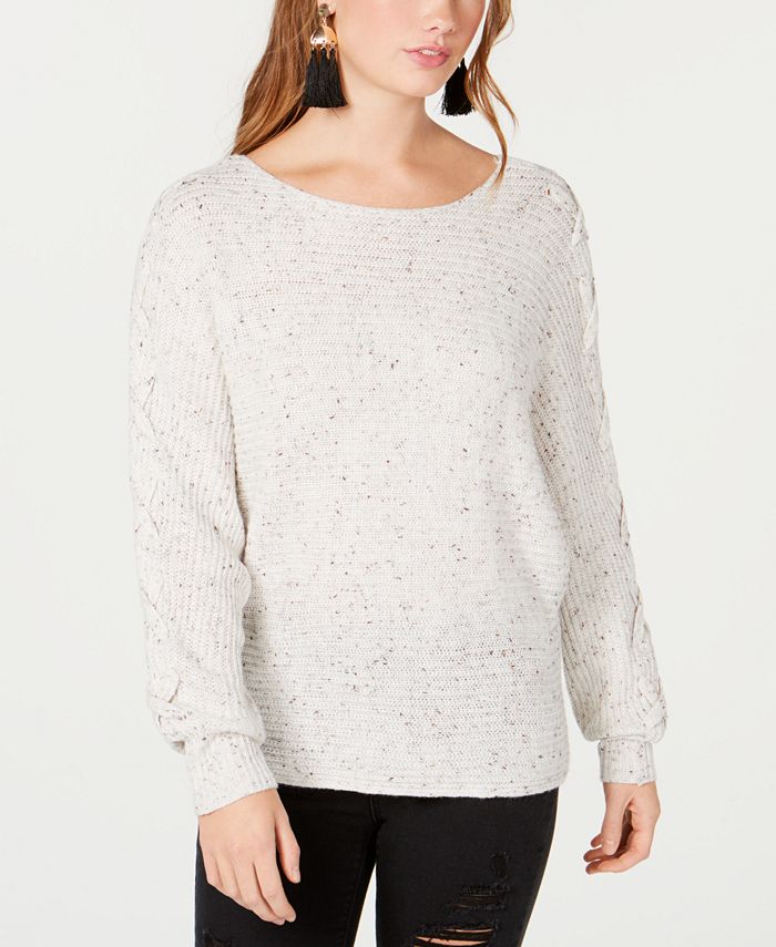 American Rag Juniors' Lace-Up-Sleeve Sweater, Created for Macy's - Macy's