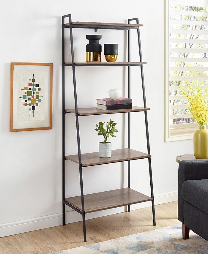 Walker Edison 72 inch Metal and Wood Ladder Shelf Macy's