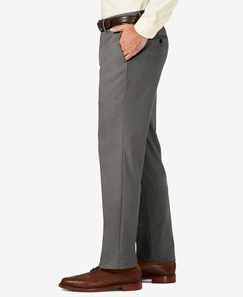 Haggar - Men's Sharkskin Straight Fit Flat Front Flex Waistband Dress Pants