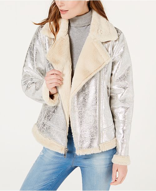 Tommy Hilfiger Faux Shearling Moto Jacket Created For Macy S