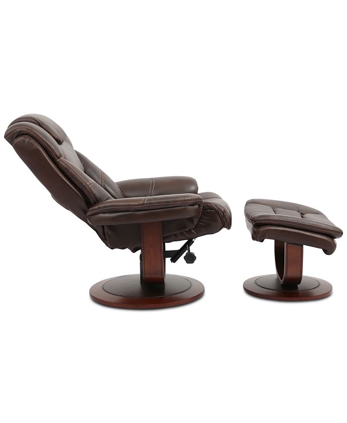 Furniture Faringdon Leather Euro Chair &amp; Ottoman - Macy's
