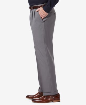 Men's Premium Comfort Stretch Classic-Fit Solid Pleated Dress Pants