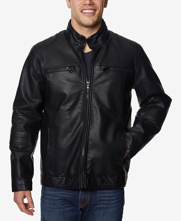 Buffalo David Bitton Men's Faux-Leather Jacket & Reviews - Coats ...