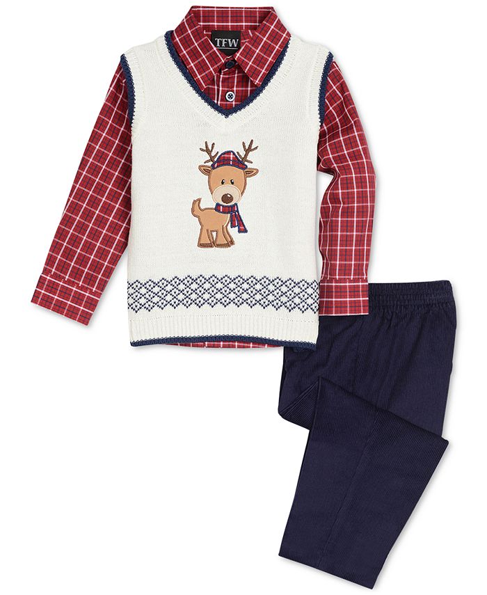 2 Piece Boys Santa Reindeer Shirt & Bib Pants main image 0