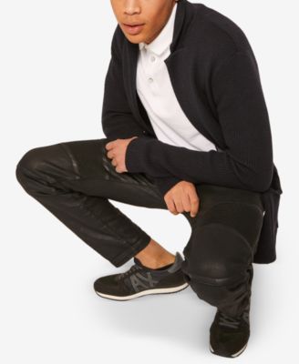A|X Armani Exchange Armani Exchange Mens Coated Slim-Fit Moto Jeans