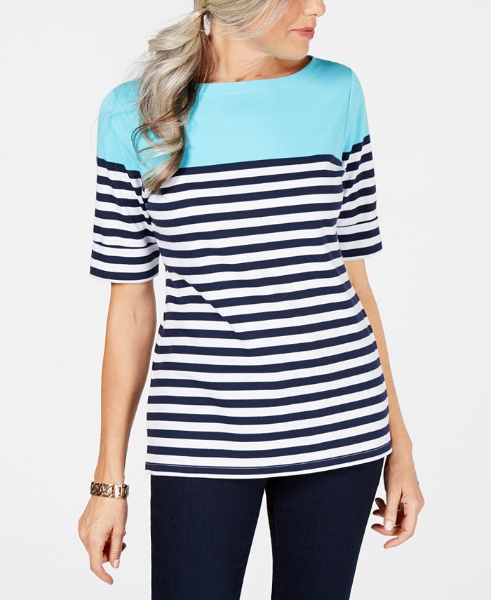 Karen Scott Colorblocked ElbowSleeve Top, Created for Macy's Macy's