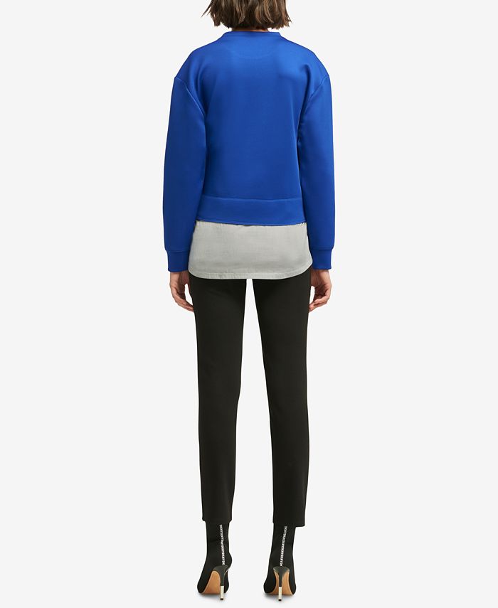 DKNY Layered-Look Rhinestone-Graphic Sweater - Macy's
