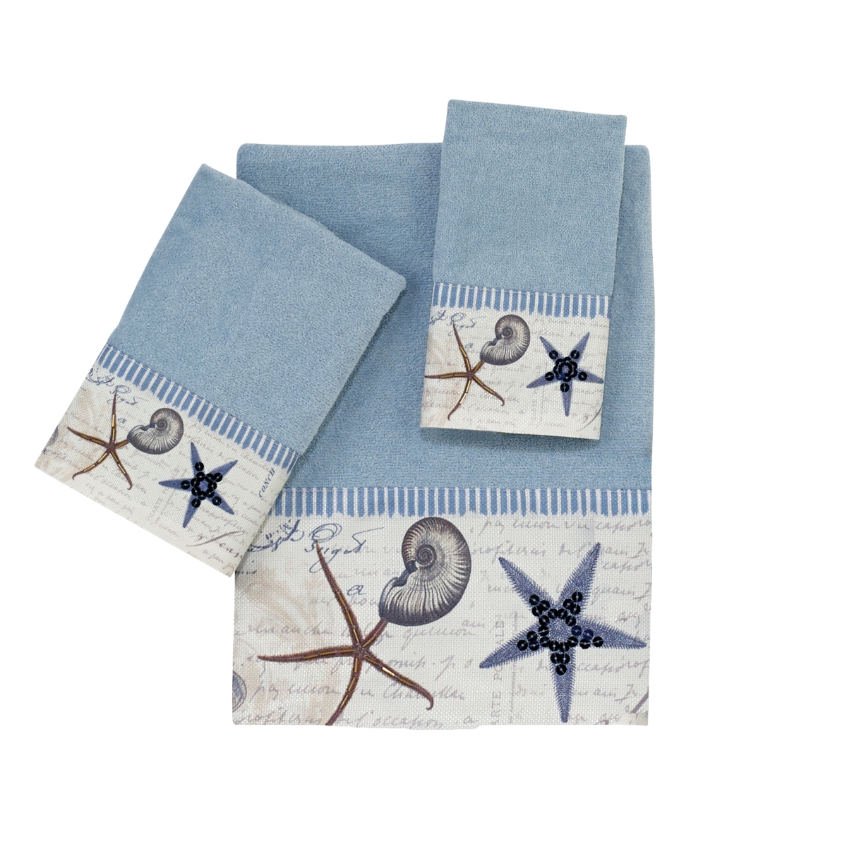 Shop Avanti Antigua Starfish & Seashells Cotton Fingertip Towel, 11" X 18" In Bluefog