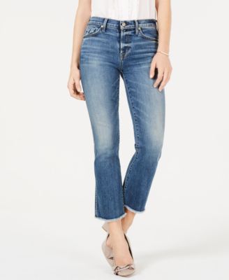 7 For All Mankind - Cropped Fray-Hem Boot-Cut Jeans