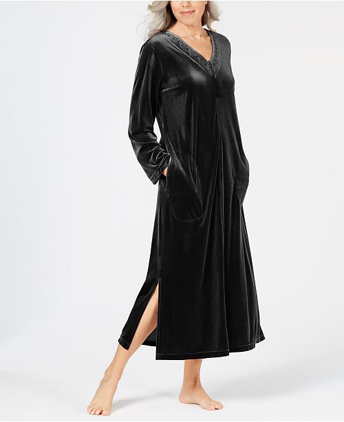 Charter Club Long Velvet Zip Robe, Created for Macy's & Reviews Bras