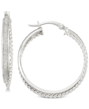 image of Simone I. Smith Glitter Twist Hoop Earrings in Sterling Silver
