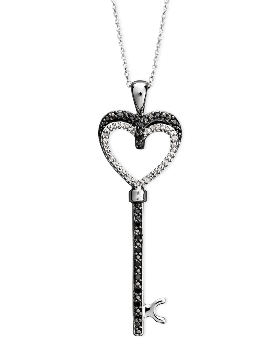 Sterling Silver Necklace, Black Diamond (1/6 ct. t.w.) and White