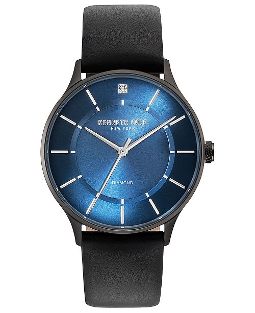 Kenneth Cole New York Men S Black Leather Strap Watch 40mm Reviews Watches Jewelry Watches Macy S