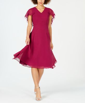 Nanette Lepore - Chiffon Cape-Sleeve Dress