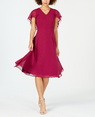 Nanette Lepore Nanette by Chiffon Cape-Sleeve Dress, Created for Macy's ...