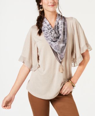 Style & Co - Ruffled Scarf Top