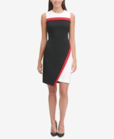 Scuba Asymmetrical Hem Sheath Dress