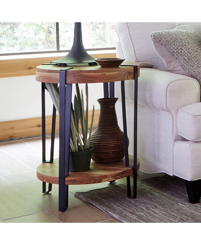 Bolton Furniture Ryegate Natural Live Edge Solid Wood With Metal Round