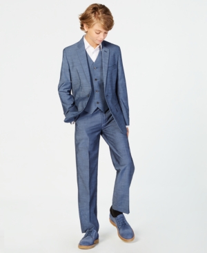 Calvin Klein Big Boys Plain-weave Suit Jacket In Medium Blue