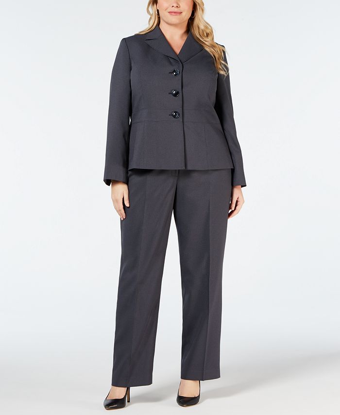 Le Suit Plus Size Notch-Collar Pantsuit - Macy's