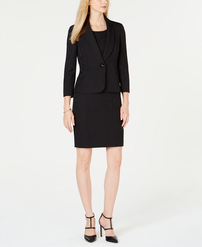 Le Suit Single-Button Jacquard Jacket & Dress - Macy's