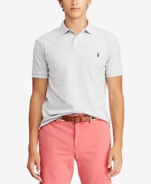 Polo Ralph Lauren Custom Slim Fit Mesh Short Sleeve Polo Shirt In Lt Smoke Heather