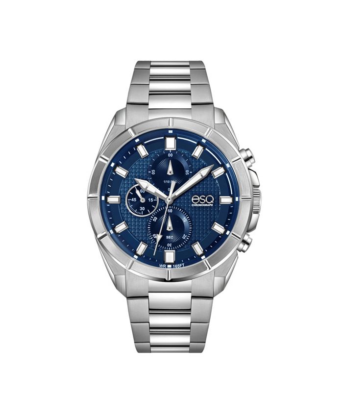 ESQ Men's Stainless Steel Chronograph Bracelet Watch with Blue Dial ...