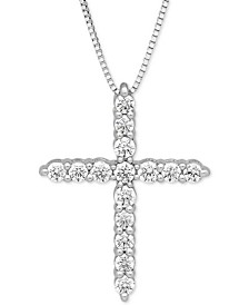 IGI Certified Lab Grown Diamond Cross 18" Pendant Necklace (1/2 ct. t.w.) in 14k White Gold