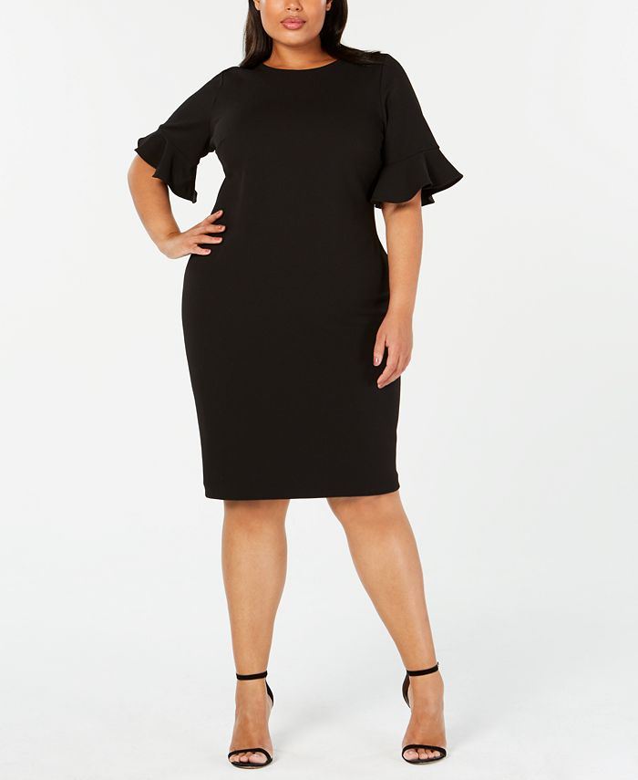 Calvin Klein Plus Size Ruffled-Sleeve Sheath Dress - Macy's