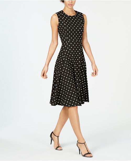 Calvin Klein Polka Dot Fit & Flare Dress & Reviews - Dresses - Women ...