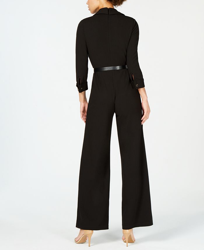 Calvin Klein Belted Jumpsuit - Macy's