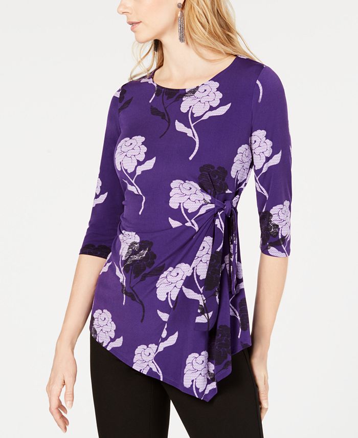 Alfani Printed Side Tie Top Created For Macys Macys 