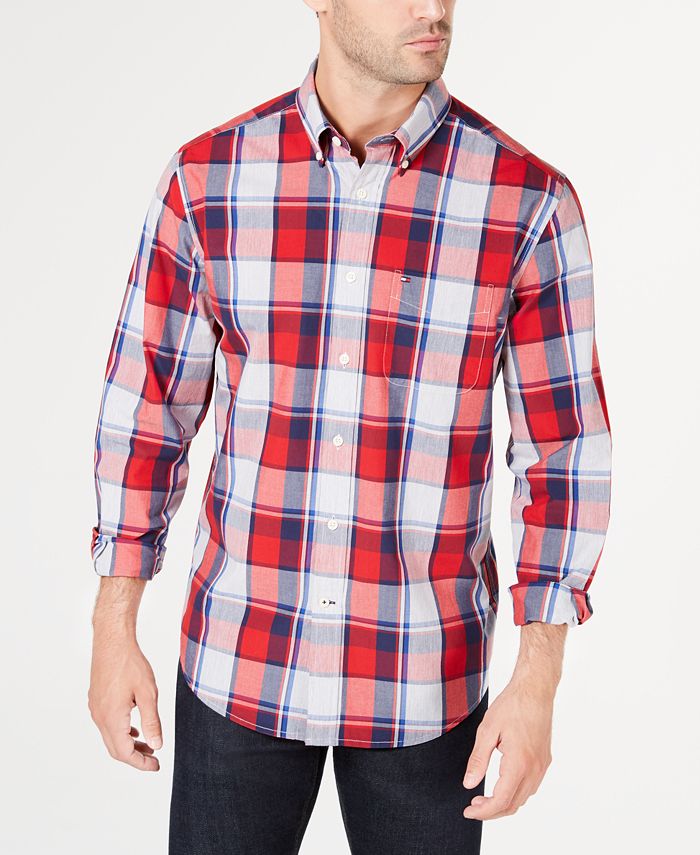 Tommy Hilfiger Men's Nate Classic-Fit Plaid Shirt, Created for Macy's ...