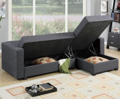 Poundex Bobkona Medora Reversible Sectional With Compartment - Macy's