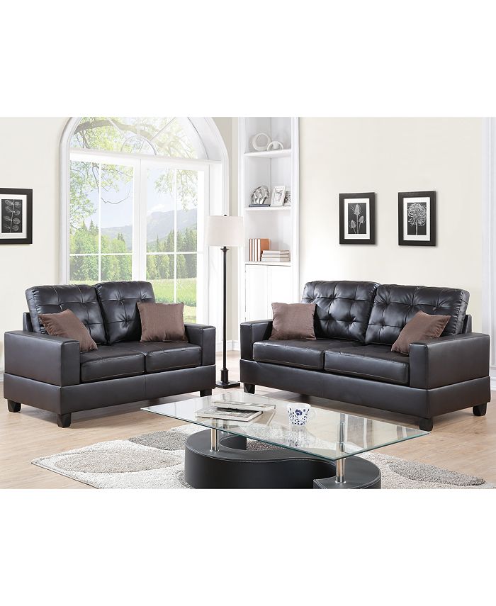Poundex Bobkona Aria Faux Leather 2Piece Sofa And Loveseat Set Macy's