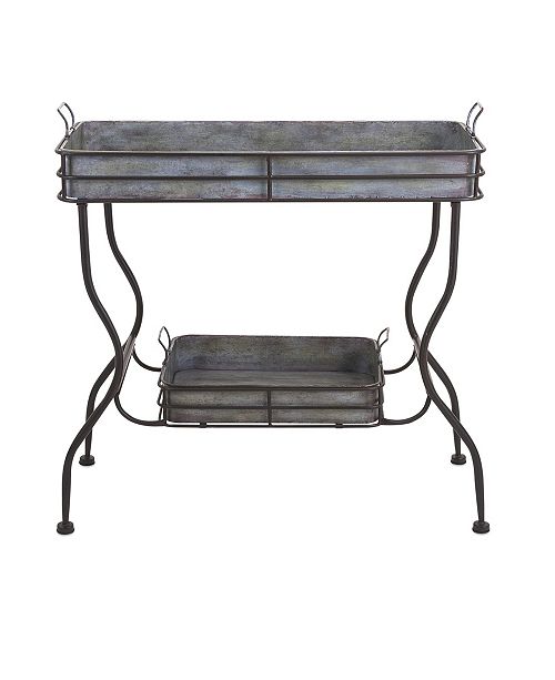 IMAX Maggie Galvanized Tray Table- discover a host of lovely rustic decor in this round up of galvanized metal farmhouse style and vintage chic design splendor! #modernfarmhouse #rusticdecor